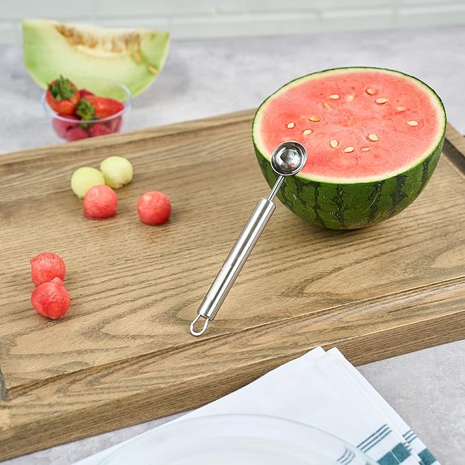 Restaurantware Stainless Steel Melon Baller - German Standard Fruit Scooper, Ergonomic Grip, Dishwasher Safe - Fruit Baller For Watermelon, Cantaloupe, Butter, DIY Fruit Platter
