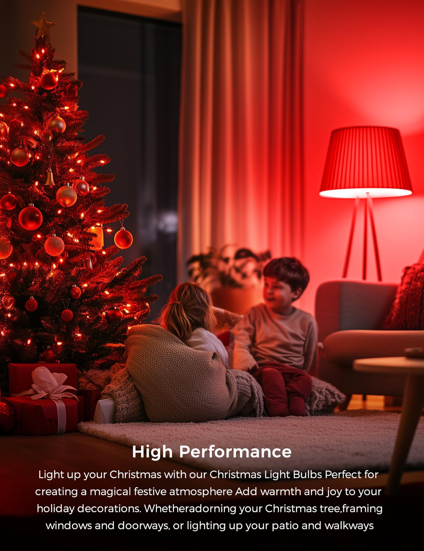 L LOHAS LED Red and Green Light Bulbs, A19 9W, 720LM, E26 Base, 4 Count Pack, Christmas Decoration