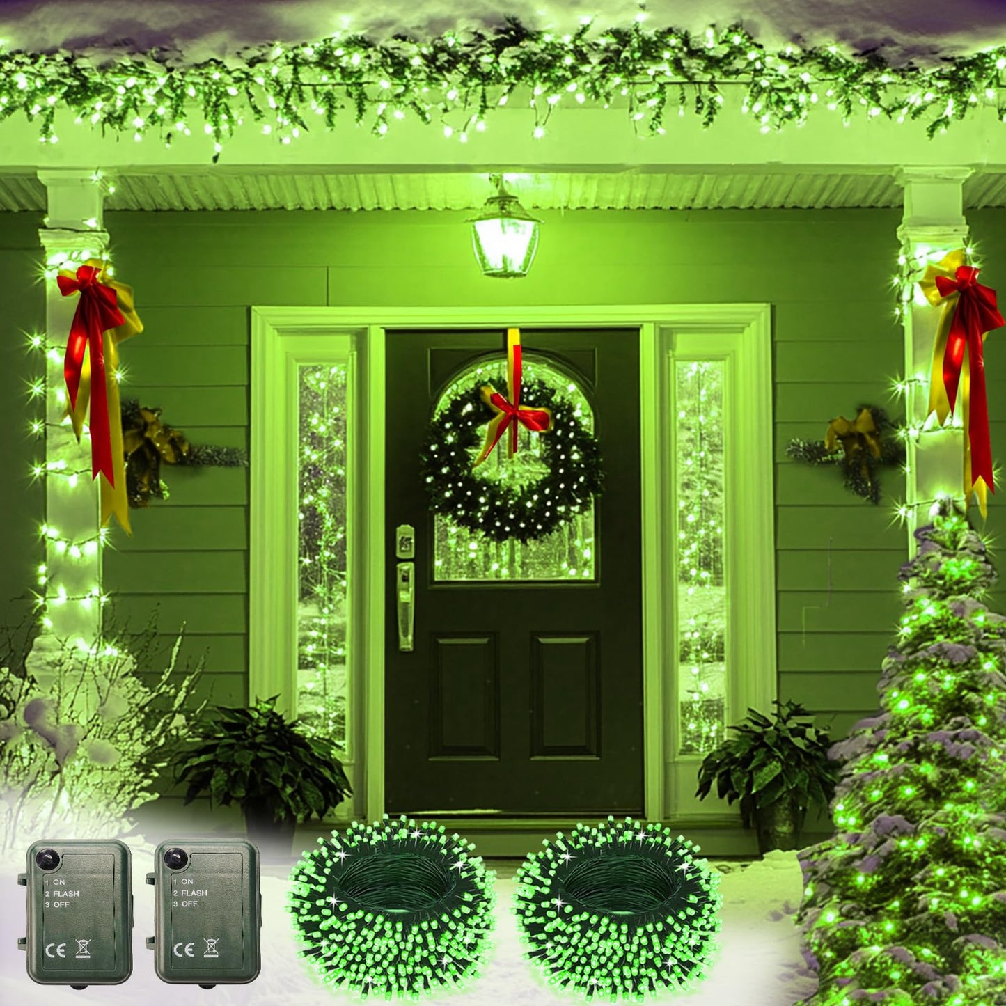 Green String Lights Battery Powered  2 Pack Total 33 Ft 100 Led Christmas String Lights For Indoor Outdoor Decoration  Twinkle Fairy Light For Party Room Xmas Tree