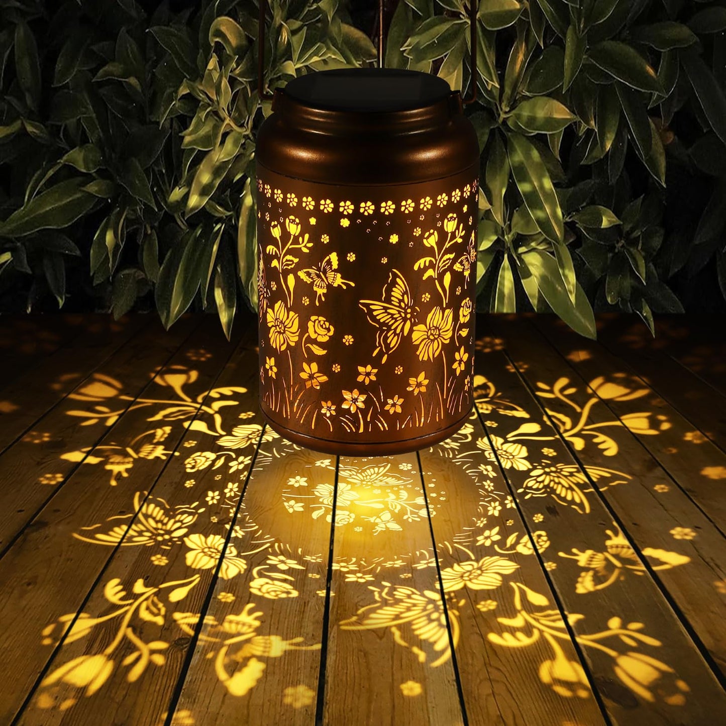 2 Pack Solar Lanterns Outdoor Waterproof  Butterflies Garden Decor Gifts For Women Mom Grandma Hanging Solar Lights Metal Decoration Outside For Yard  Patio