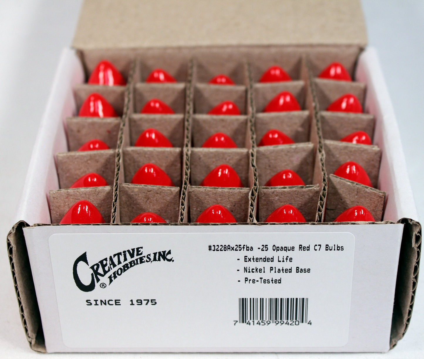 Creative Hobbies® C7 Light Bulbs, 7W Incandescent, Ceramic Opaque Red, 25 Count, Model 3228A