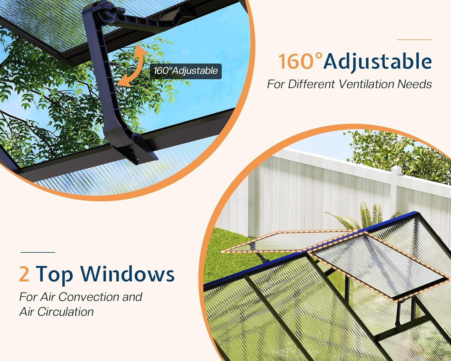 Jocisland 8x11.5x7 FT Polycarbonate Greenhouses for Outdoors, 2 Top-Opening Windows, 2 Swing Doors, Aluminum Walk-in Heavy Duty for Outdoor Use, Backyard Garden, Black