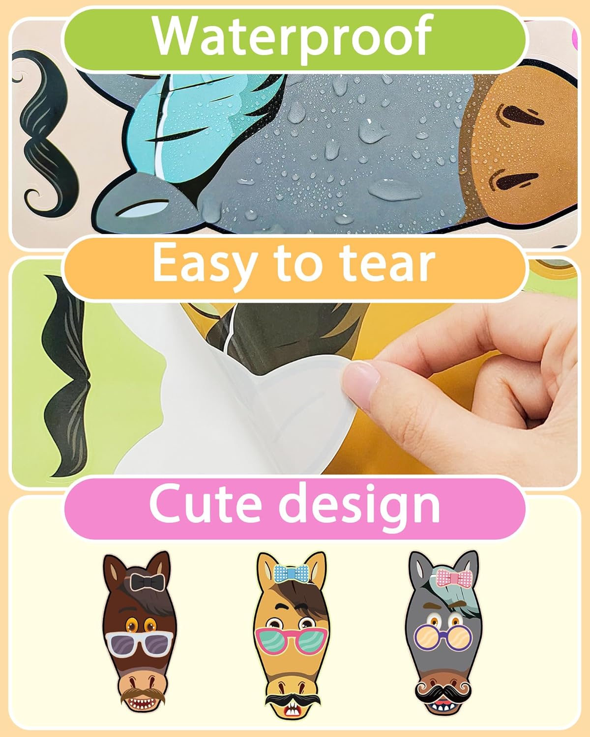 24 Pcs Make Your Own Horse Sticker Sheets for Kids with Horse Face Stickers for Kids Crafts Activities Gift Bag Stuffers for Birthday Party Favors Supplies