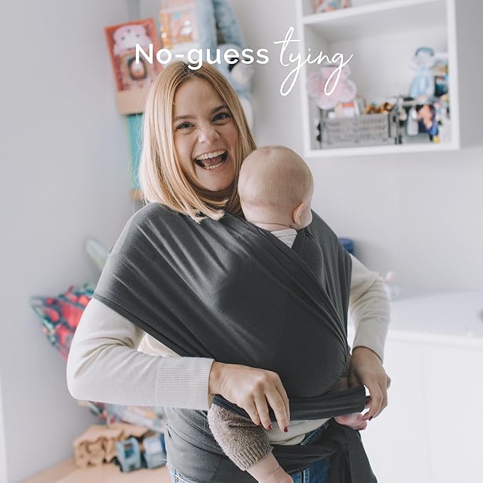 Boba Baby Wrap Carrier – Original Baby Sling Carrier for Newborns (7–35 lbs), Soft, Secure, Hands-Free & Ergonomic, Ideal for Comfortable Bonding, New Parents (Serenity Charcoal)