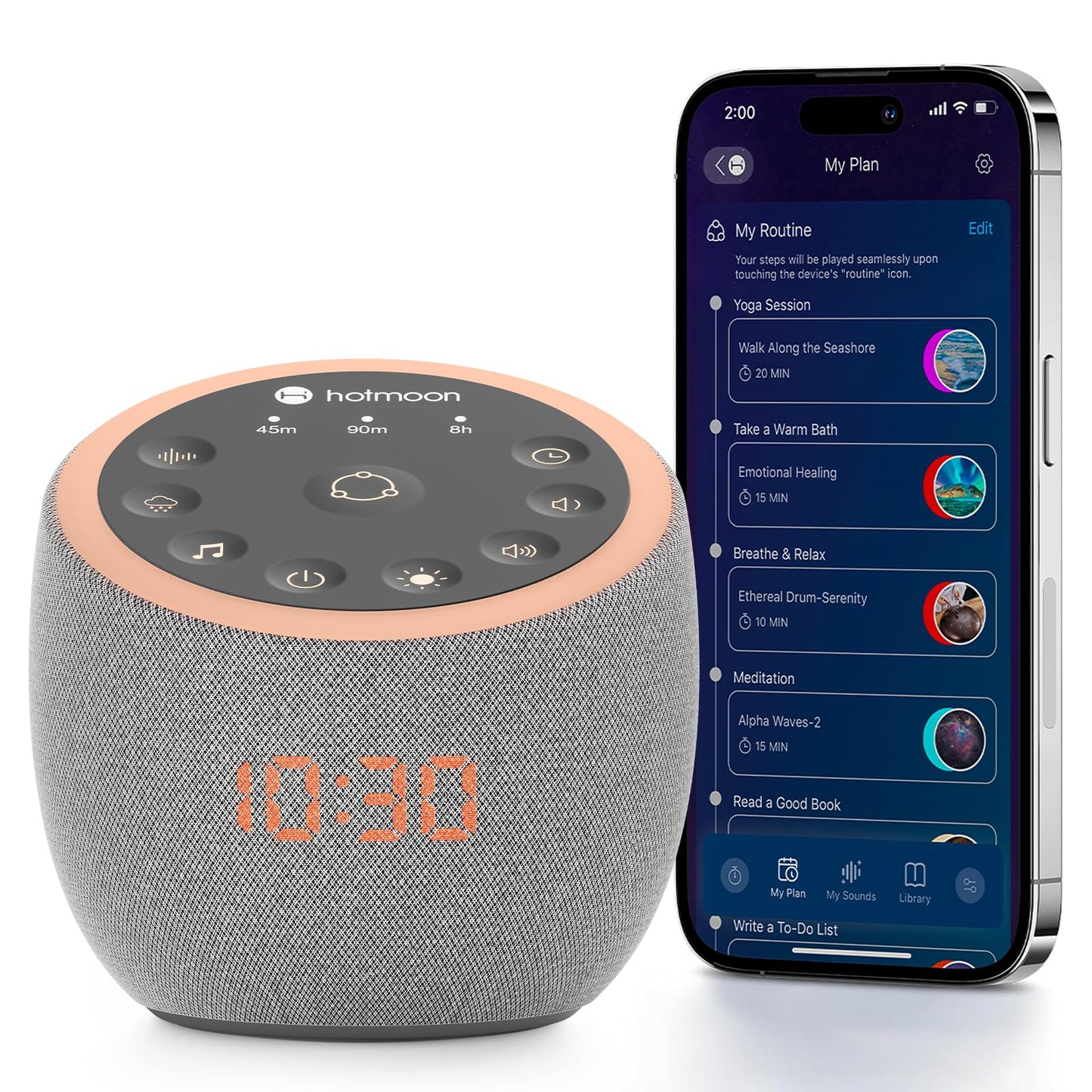 Hotmoon Sound Machine 388 Soothing Sounds White Noise Machine for Babies & Adults, Smart Night Light, Sleeping Timer App Control, Brown Noise Pink Noise Block Out Office Yoga, Plug-in