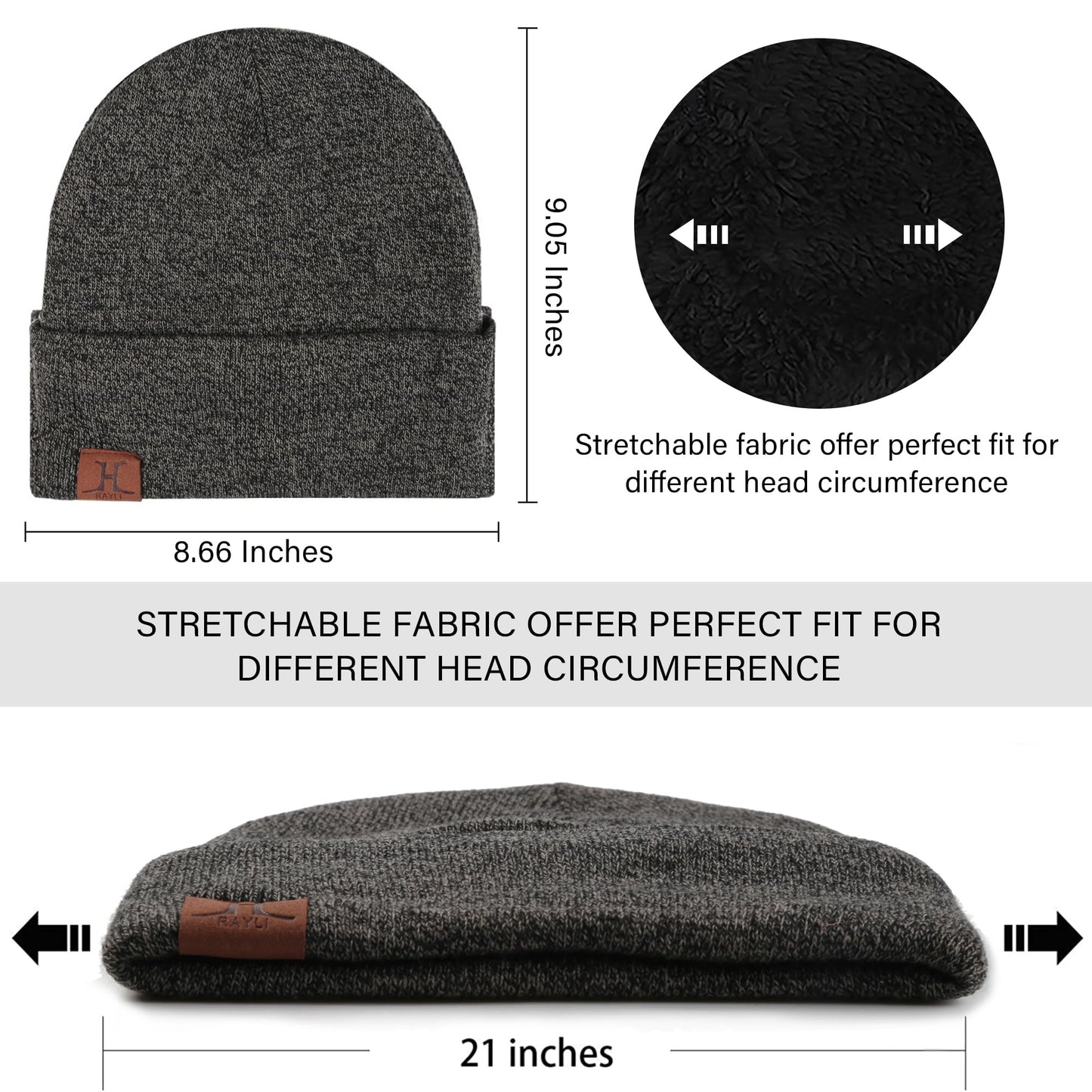 Winter Warm Beanie Hat Touchscreen Gloves Set, Soft Skull Cap Gloves Set for Men and Women with Warm Knit Fleece Lined