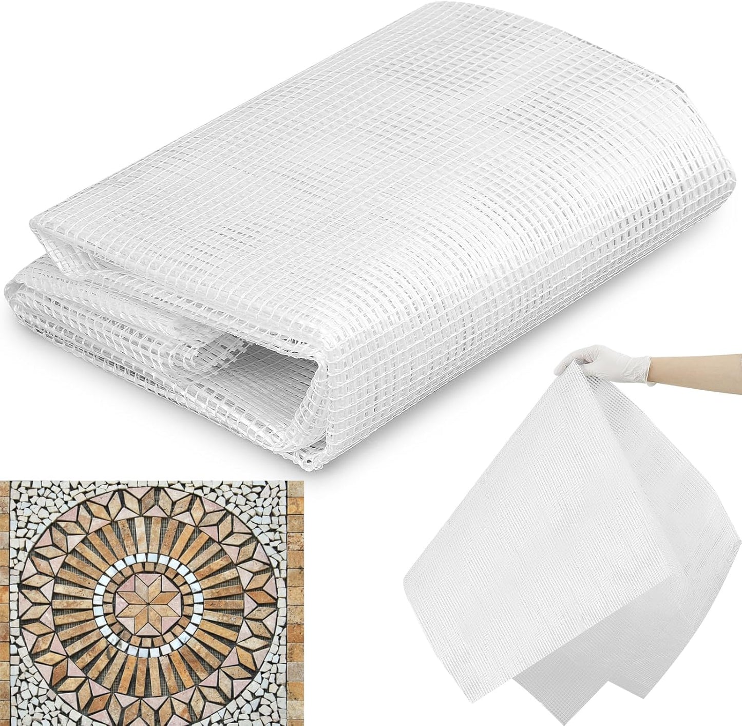 36" X 76" Mosaic Mesh for Back Mounted Tile Fiberglass Mosaic Mesh Backing Boast for Tile Installation Supplies Tools (Non Sticky)