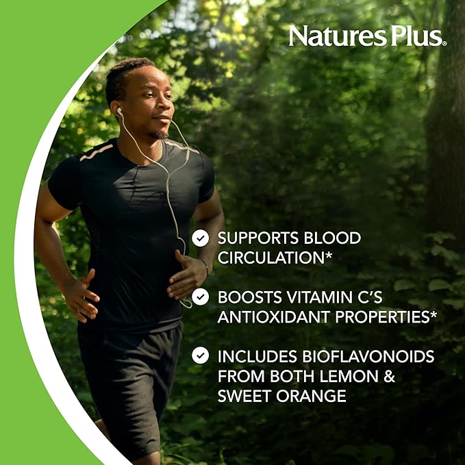 Natures Plus Biorutin 1000 mg - 90 Tablets - Bioflavonoid & Rutin Complex - Supports Vascular Function & Circulation - Vegetarian, Gluten Free - 90 Servings