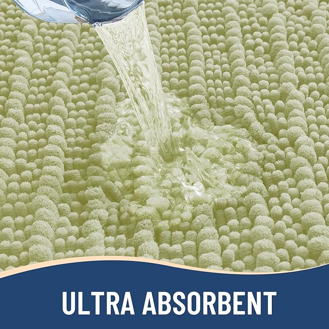 Arotive Luxury Chenille Bathroom Rug Mat, Extra Soft Thick Absorbent Shaggy Bath Rugs, Non-Slip Machine Wash Dry, Plush Bath Mats for Bathroom, Shower and Tub, 30x20, Vanilla