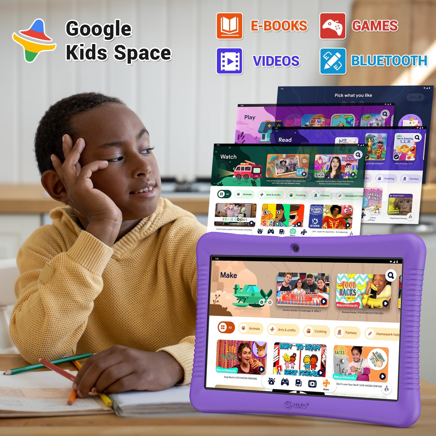 Contixo 10-Inch Kids Tablet - Ages 3-12, 80 Disney Ebooks ($350 Value), 32Gb Storage, Android, Parental Controls, Silicone Case