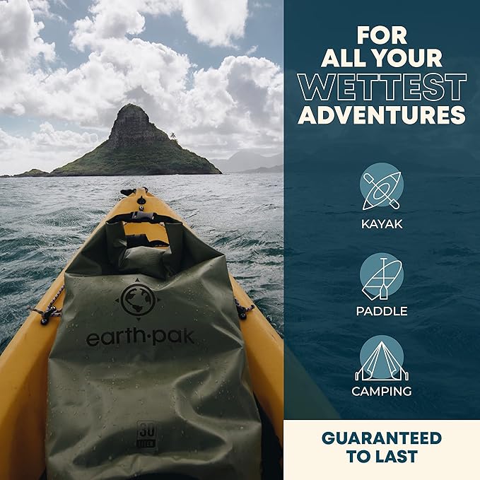 Earth Pak Waterproof Dry Bag - Roll Top Waterproof Backpack Sack Keeps Gear Dry for Kayaking, Beach, Rafting, Boating, Hiking, Camping and Fishing Black 5L & Blue 5L