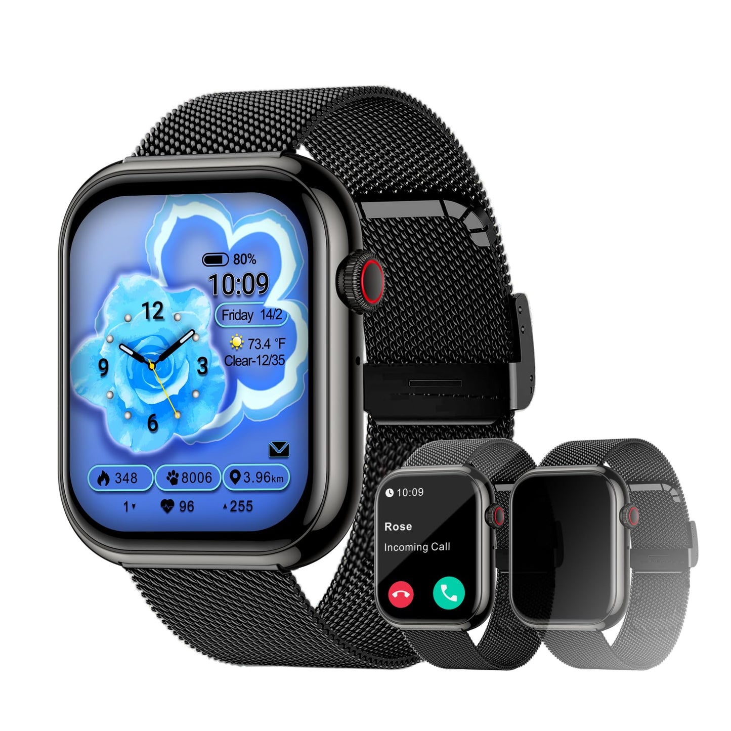 Men's Women's Smart Watch Pro，1.85-inch high Definition Screen/*Bluetooth Call, Blood Pressure,Fitness Tracker Smart Sports Watch for Android Phone/iPhone Compatible