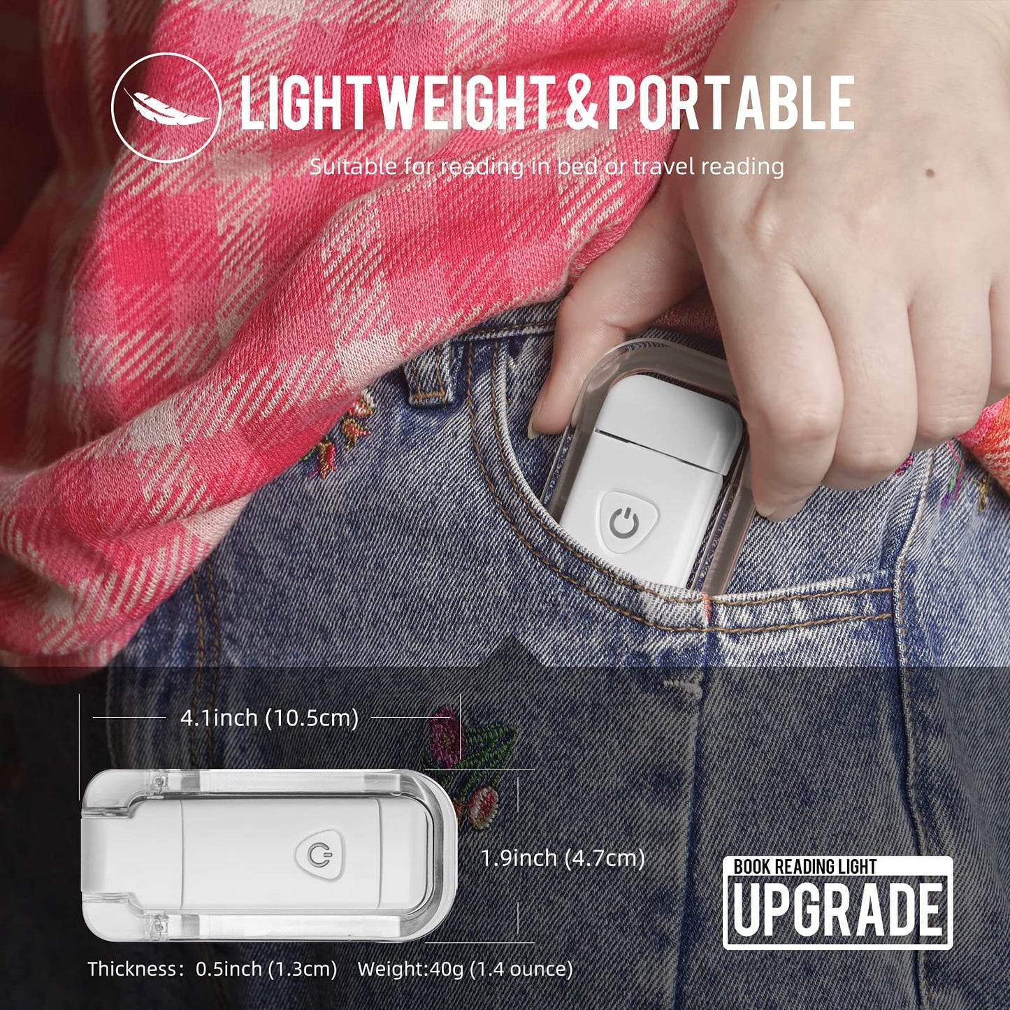Egwaser Portable Usb Rechargeable Led Book Reading Light - 3 Brightness Levels, Eye-Protection, White