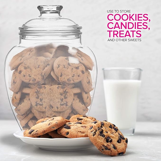 Modern Innovations 128-Ounce Candy & Cookie Jar with Lid, 1 Gallon Premium Acrylic Clear Apothecary Jar, Wedding & Home Décor Centerpiece, Decorative Kitchen Storage Jar, Bathroom Organization