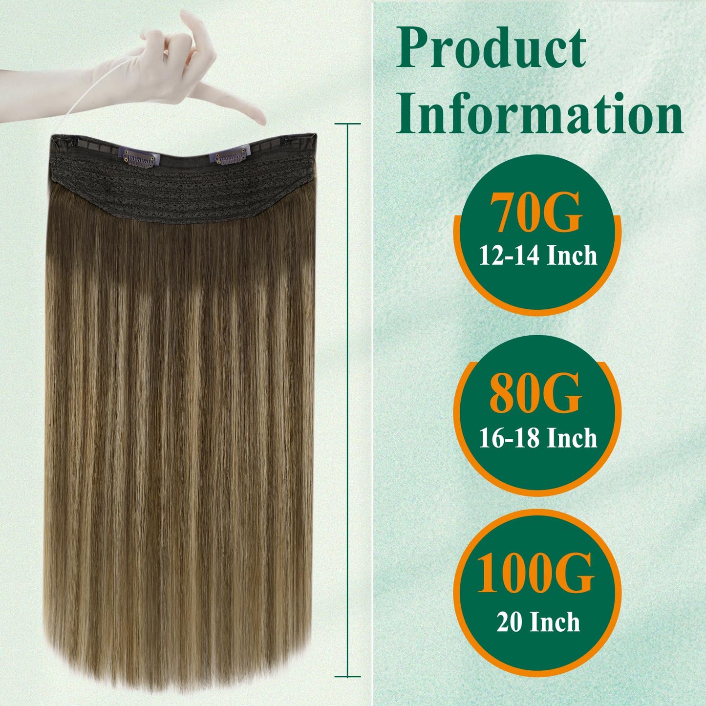 Easyouth Invisible Wire Hair Extensions Real Human Hair Brown Balayage Remy Human Hair Wire Extensions Balayage Chocolate Brown