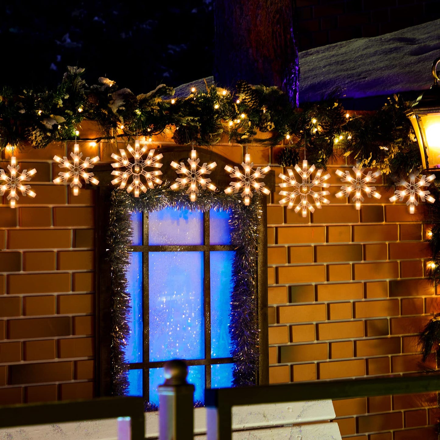 Minetom Snowflake Christmas String Lights - 9ft, 100 Mini Bulbs, White, 1 PC - 6 Drops, Model 39396, Indoor Outdoor Décor