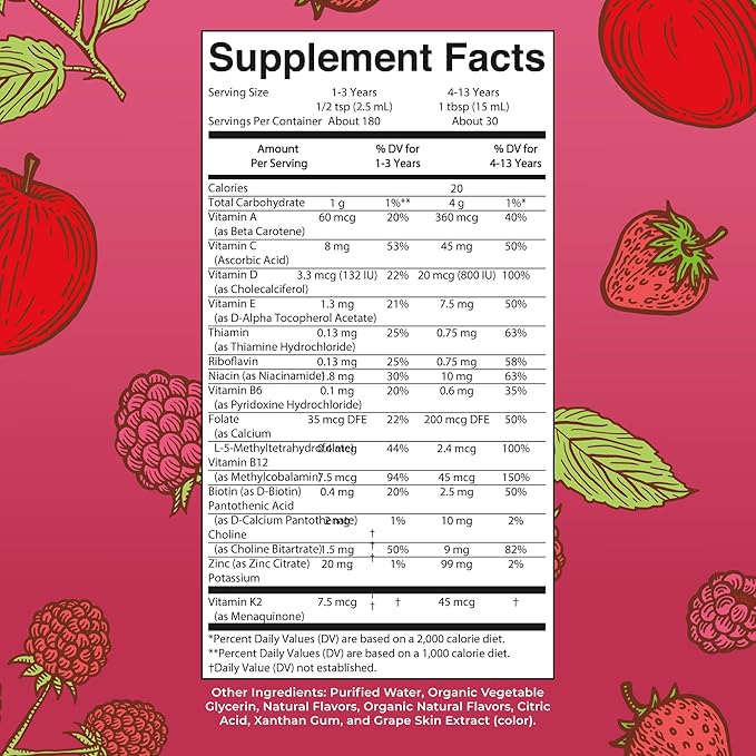 MaryRuth Organics Liquid Multivitamin (Apple Berry) & Liposomal (Strawberry Cherry & Vanilla) for Kids | Clean Label Project Verified® | Overall Wellness | Vegan, Non-GMO, Gluten Free