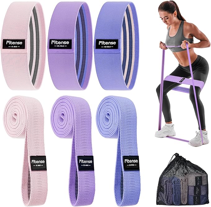 Fitense Fabric Resistance Bands for Working Out - Booty Bands for Women Men with Workout Bands Guide, Exercise Bands Resis...