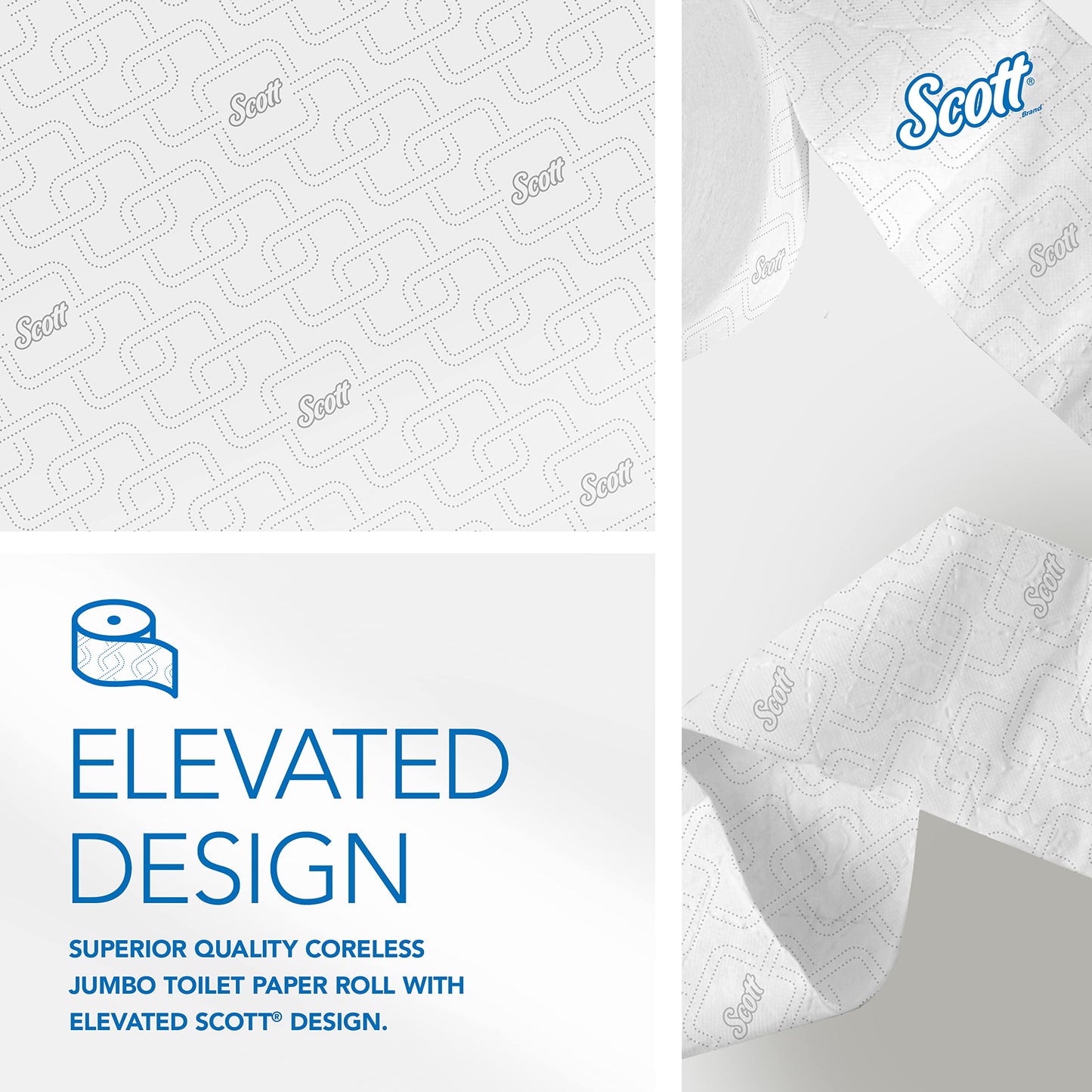 Scott Professional Coreless High-Capacity Jumbo Roll Toilet Paper, Bulk (07006), 2-Ply, Elevated Design, Septic Safe, White (12 Rolls at 1,150' Each, 13,800'/Case)
