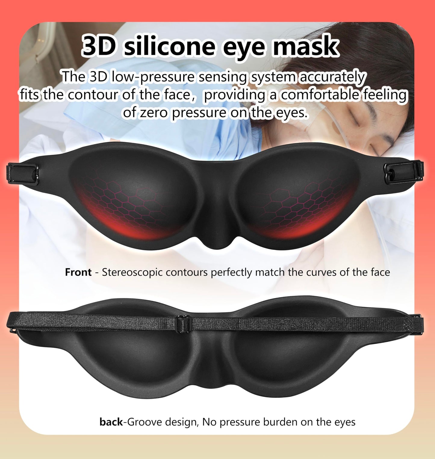 Moisture Chamber Sleep Mask for Dry Eyes – Washable Reusable Silicone Goggles with Adjustable Strap, Lightweight & Comfortable for Night Use, Helps Relieve Dry Eye Symptoms (Matte Black)