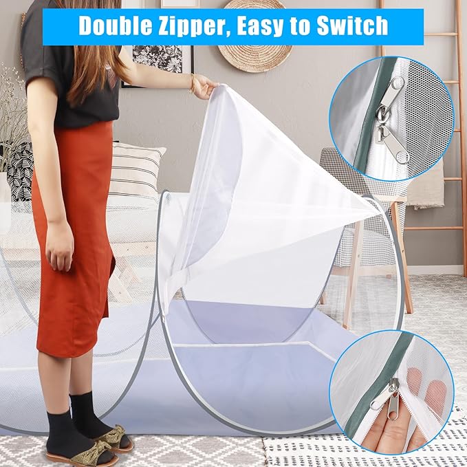 Extra Large Pop Up Mosquito Tent, Portable Foldable Mosquito Net for Bed Camping Travel Patio (78 * 41 * 31inch)