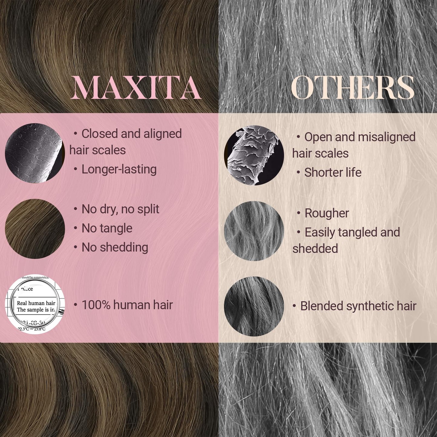 MAXITA Human Hair Clip in Extensions,120g 18 Inch 7pcs, Balayage Dark Brown Mixed Chestnut Brown Hair Extensions Clip in Human H