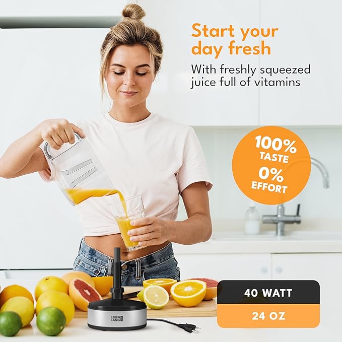 LEBENLANG Electric Citrus juicer - 2 cones & BPA-free I High juice yield & Large Volume I 24oz Orange juicer squeezer I Esprimidoras electrico Exprimidor de limones y jugo naranjas for Juicers Machine