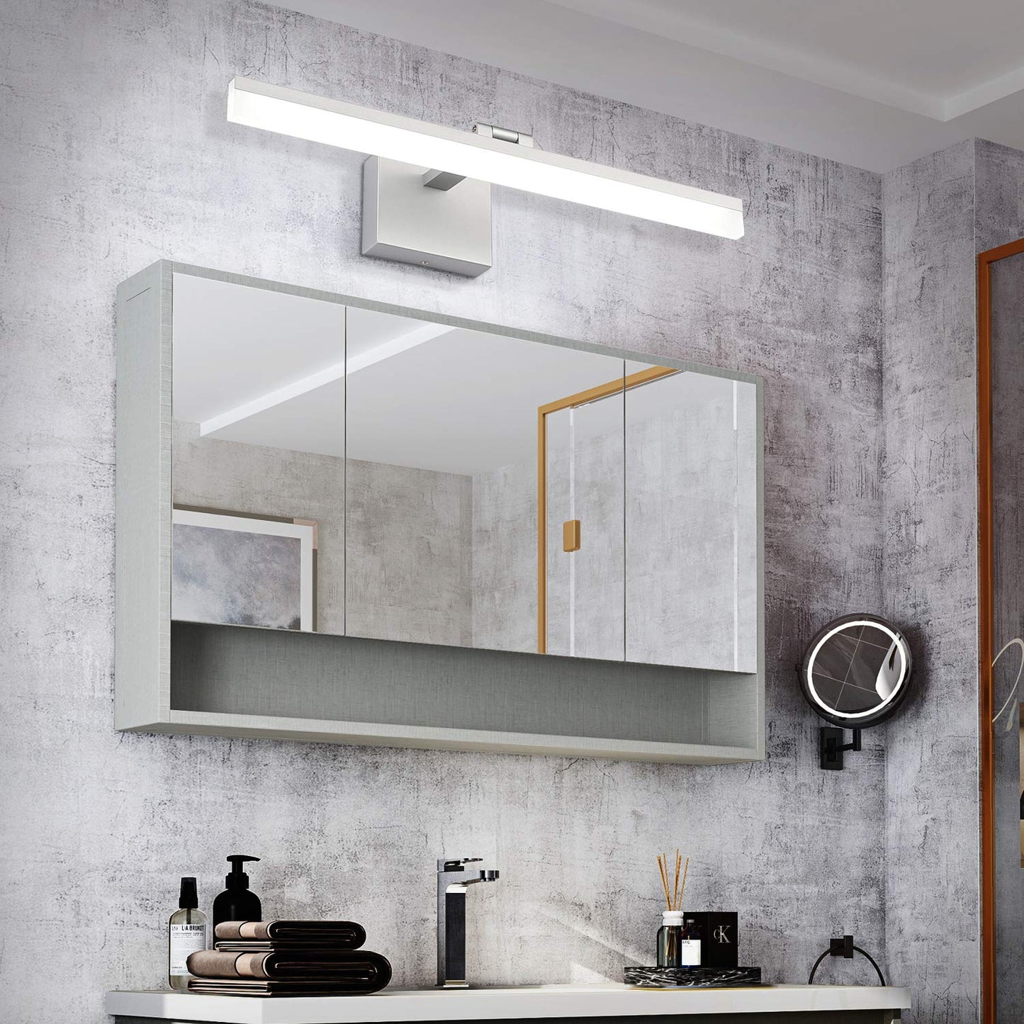 SOLFART Dimmable LED Vanity Light Fixtures Aluminum 23.6inch 5500K Silver Model 8778-600mm