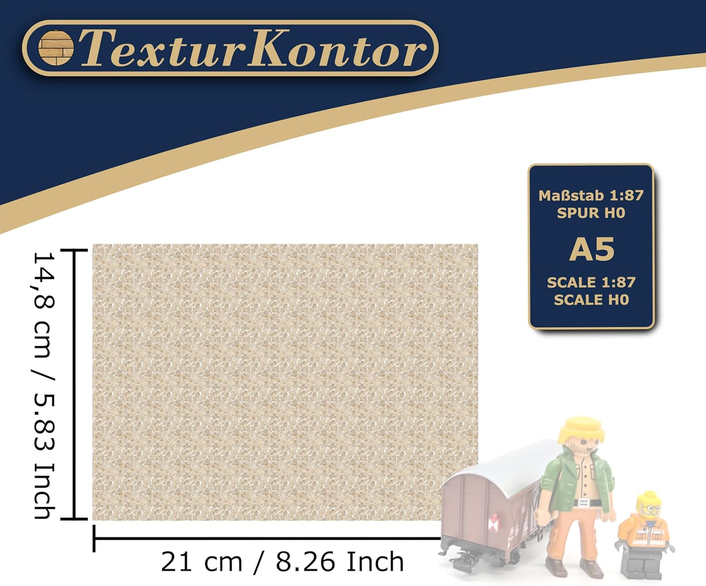 3 Sheets Self-Adhesive Decorative Film Paving Stones and Surfaces for Model Making in Scale 1:87 Scale H0 (UK: 3.5 mm Scale) (Sandstone Mosaic)