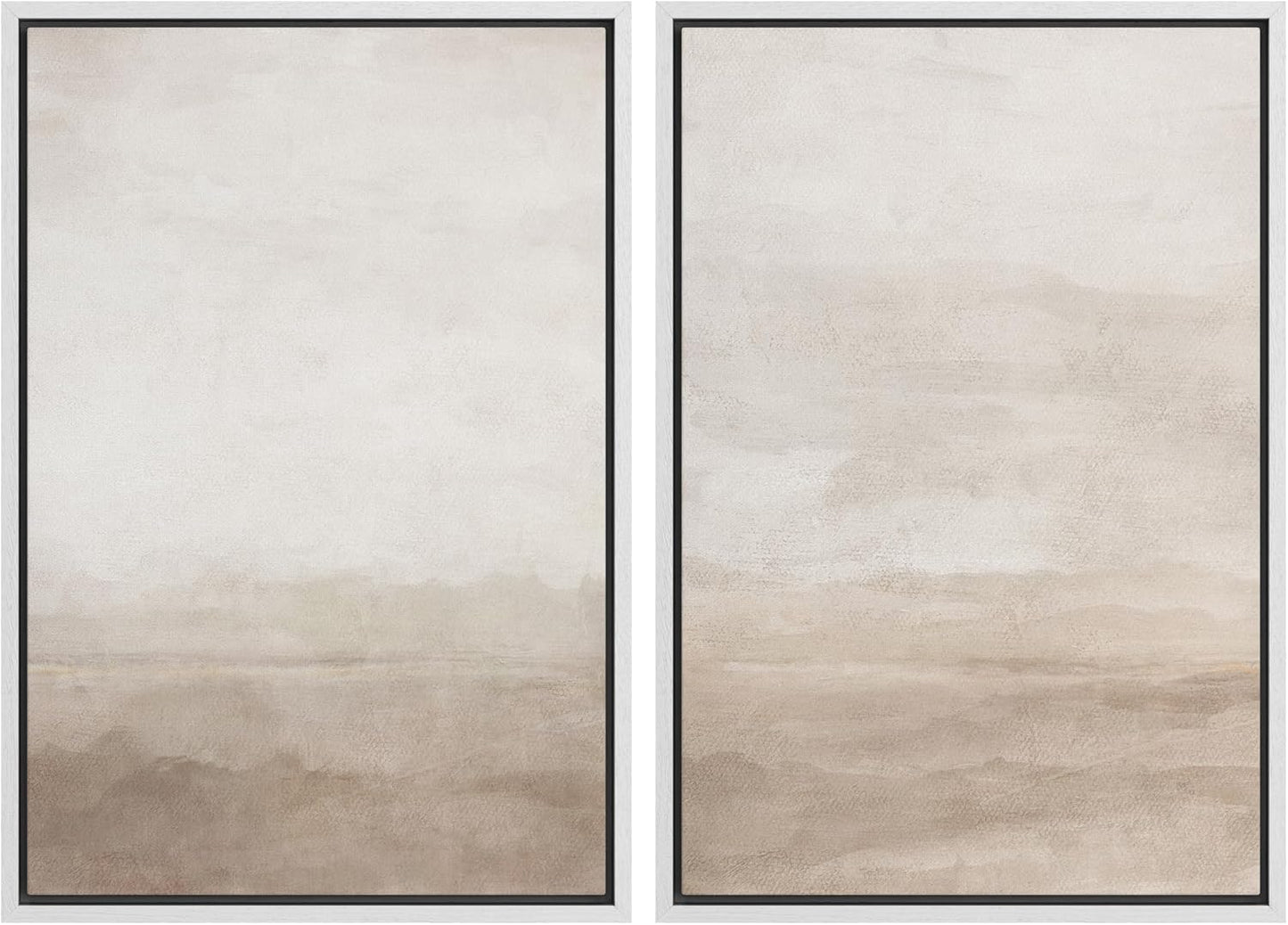 SIGNWIN Framed Canvas Print Wall Art Abstract Wave Pattern Modern Art Minimalist Neutral Decor for Living Room, Bedroom, Office - 16"x24"x2 White