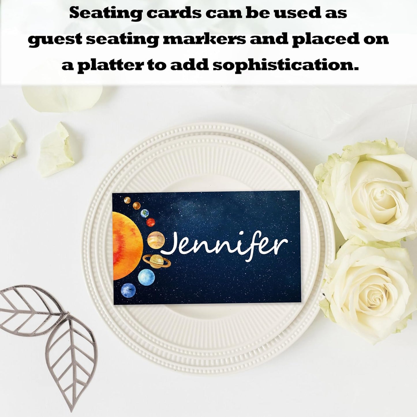 Outer Space Place Card For Boys Girls, Space Galaxy Name Cards For Table Setting, Astronomy Party Favors Supplies, Solar System Tent Cards Decorations For Baby Shower Birthday Events, 25 Pack -17