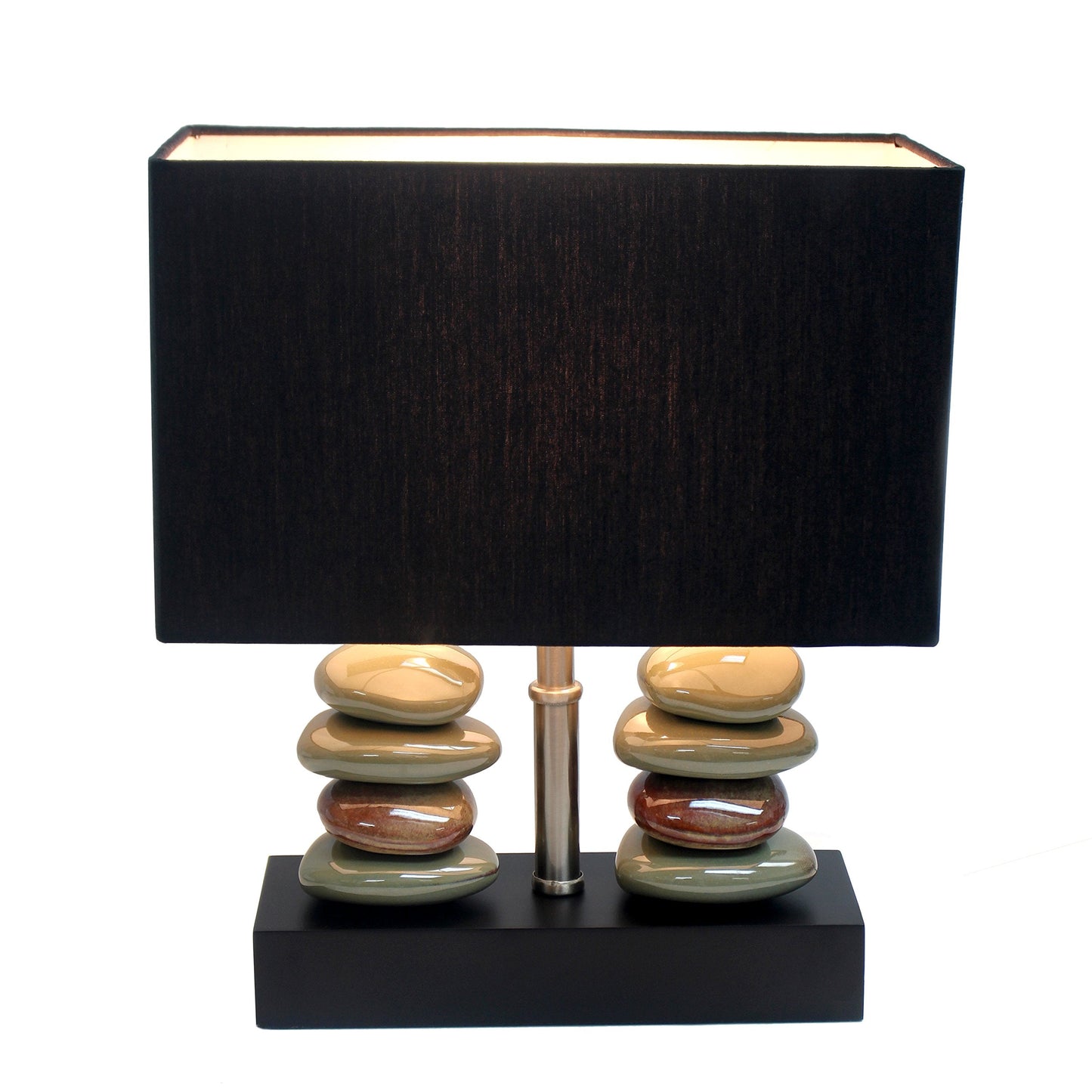 Elegant Designs Lt1036-Blk Black Ceramic Table Lamp, 11.75L X 6.50W X 14H, Dual Stacked Stone Design