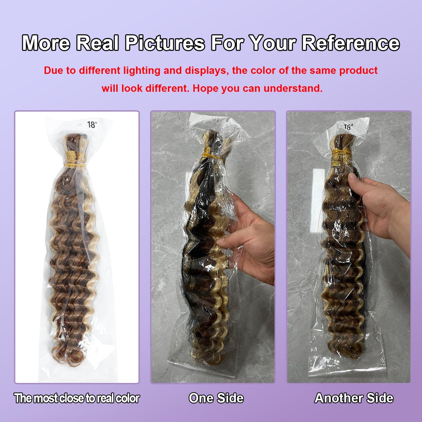 DSEKCAIN P27/30/613 Human Braiding Hair for Boho Braids Highlight Brown Blonde Deep Wave Bulk Human Hair for Braiding Crochet Cu