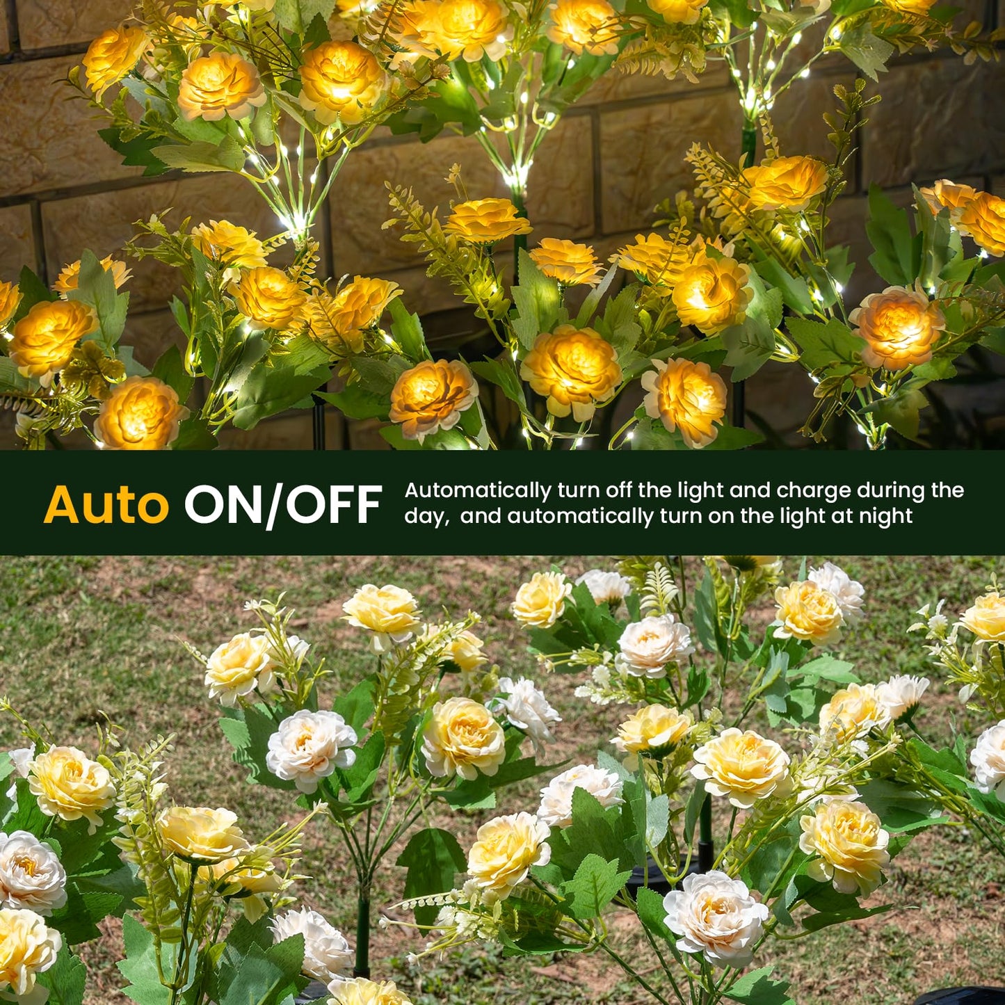 TopVelo Solar Garden Light 6 Packs, 42 LEDs Outdoor Solar Lighting with Hibiscus Flowers, Waterproof Outdoor Garden Light for Patio, Courtyard, Pathway Decoration