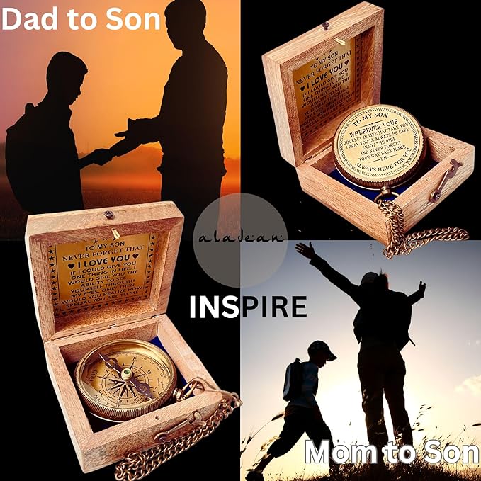 Inspiration Gift for Men Women Engraved Compass - Go Confidently - Thoreau Quote, You're Awesome Employee, Coworker Meaningful Gift for him her