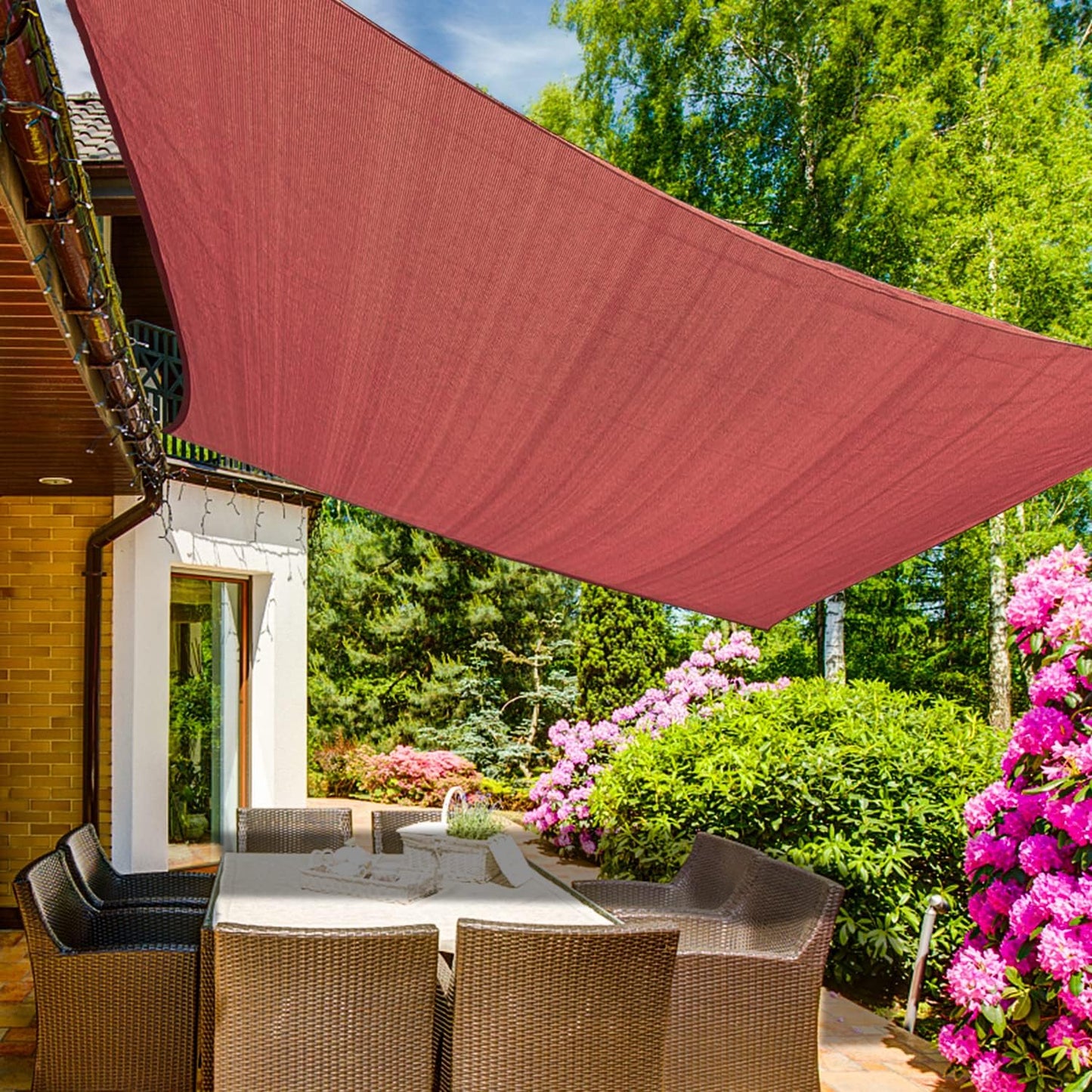 KANAGAWA 12'X14' Rust Red Custom Size Sun Shade Sail Rectangle UV Block Canopy Cover for Patio Backyard Lawn Garden Outdoor (Customized Available)