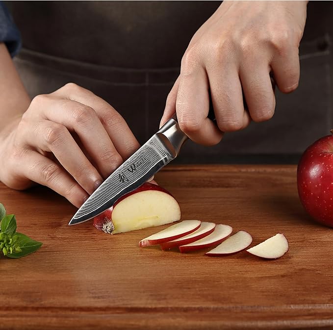 Wakoli EDIB Damascus Paring Knife – 3.2-Inch Small Kitchen Knife | Genuine 67-Layer Damascus Steel Blade with VG10 Core | Ergonomic Pakkawood Handle | Precision Cooking Knife in Gift Box