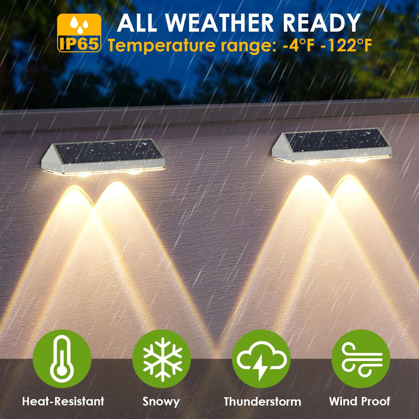 Solar Fence Lights Outdoor - 2700/4000/6000K 3 Modes  Ip65 Waterproof Fence Solar Lights Outdoor  Fence Light Solar Powered For Patio Decor/Railing/Step And Wall - Unique Housewarming Gifts(8 Pack