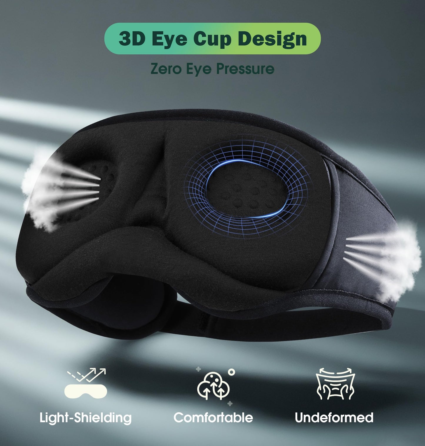 3D Bamboo Cotton Sleep Mask with Headphones Bluetooth 5.4, LC-dolida 2025 New Bluetooth Sleep Mask Headphones for Side Sleepers Women Men, Sustainable Luxury for Better Sleep