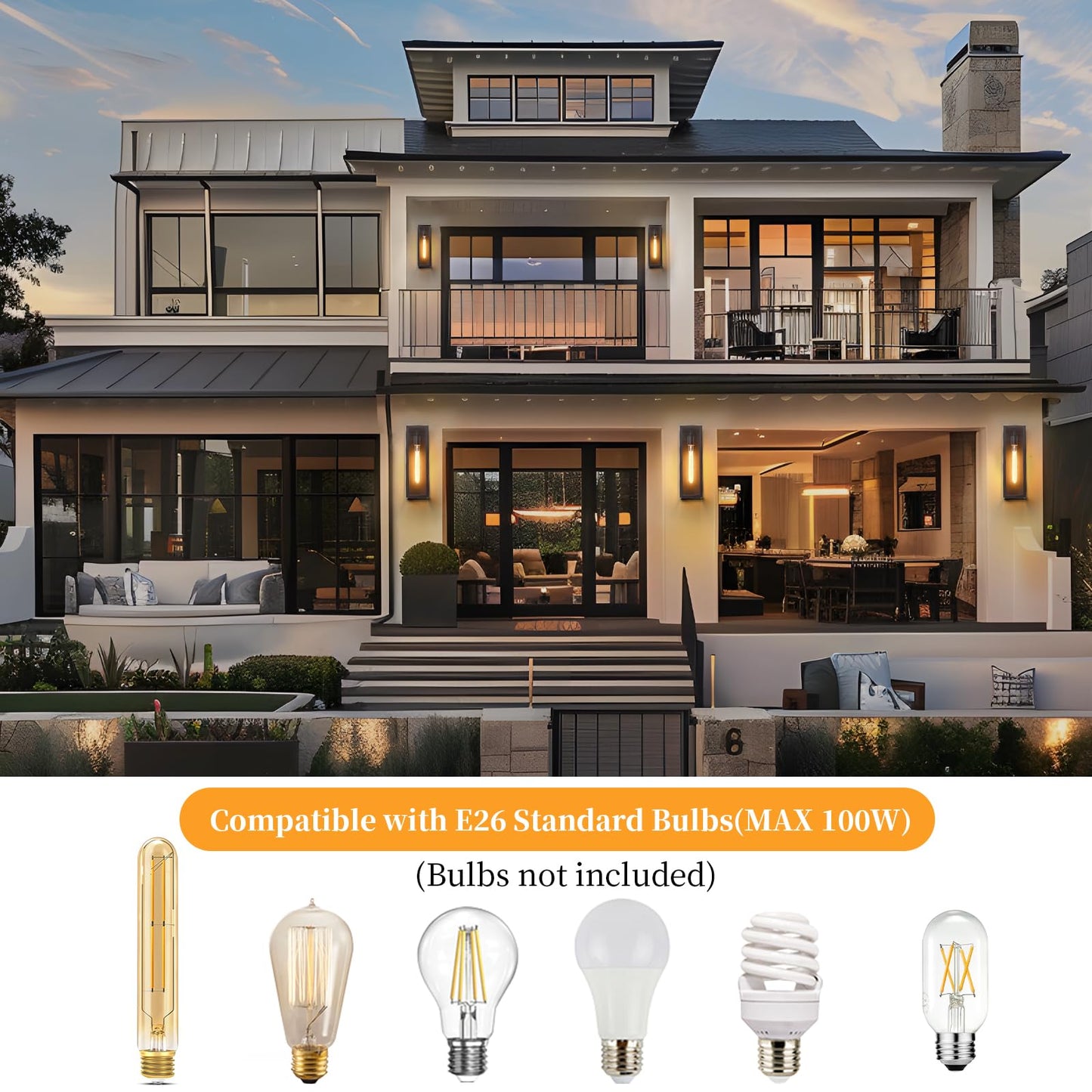 Criry Outdoor Wall Lighting Fixtures, 15.8 Waterproof Metal Sconce, Brown, 2-Pack, Modern Design For Patio & Entryway, Model Wl103B-Bw-1