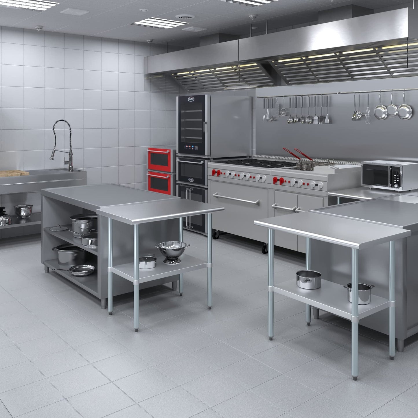 AmGood 24 in. x 36 in. Stainless Steel Work Table | Metal Kitchen Food Prep Table | NSF