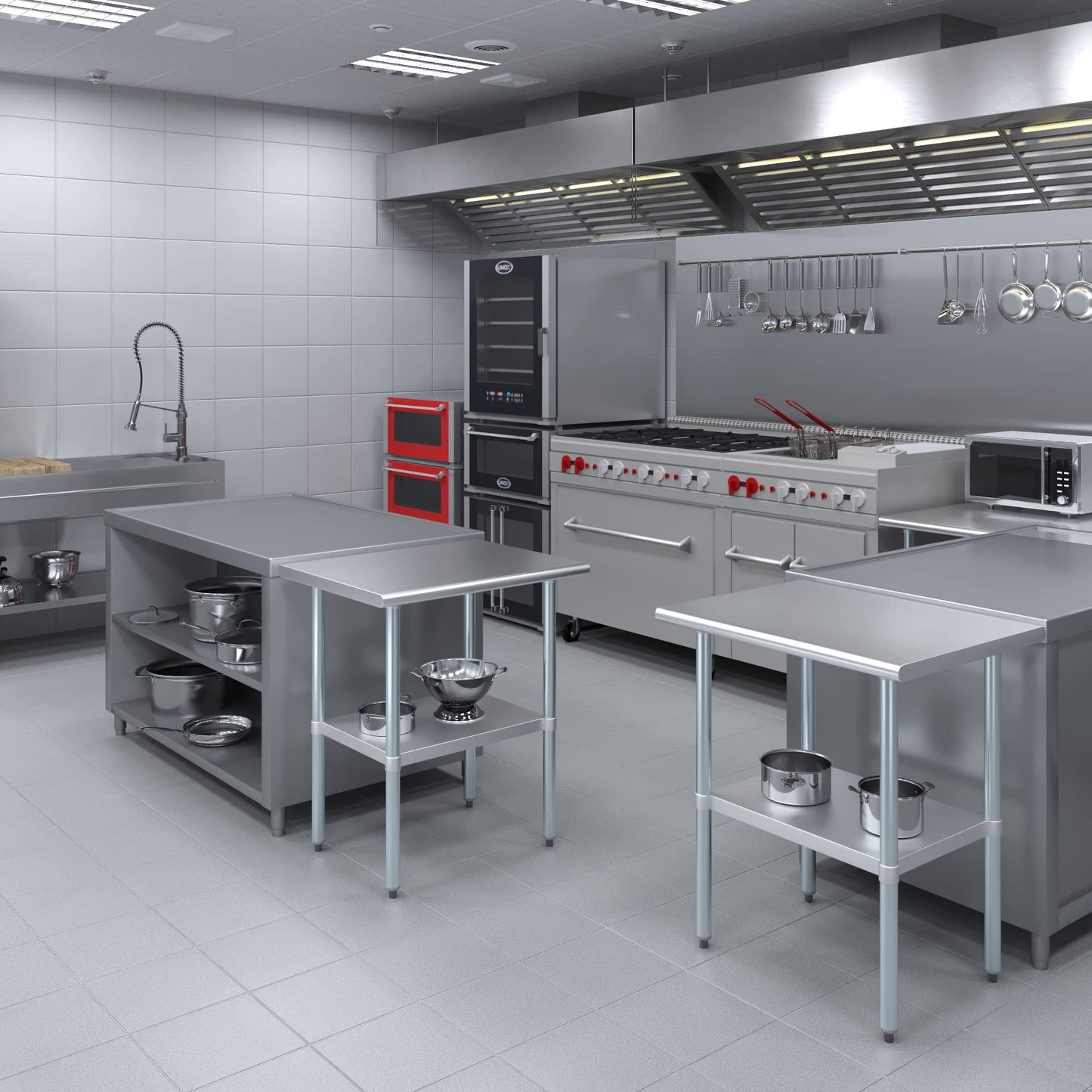 AmGood 24 in. x 30 in. Stainless Steel Work Table | Metal Kitchen Food Prep Table | NSF