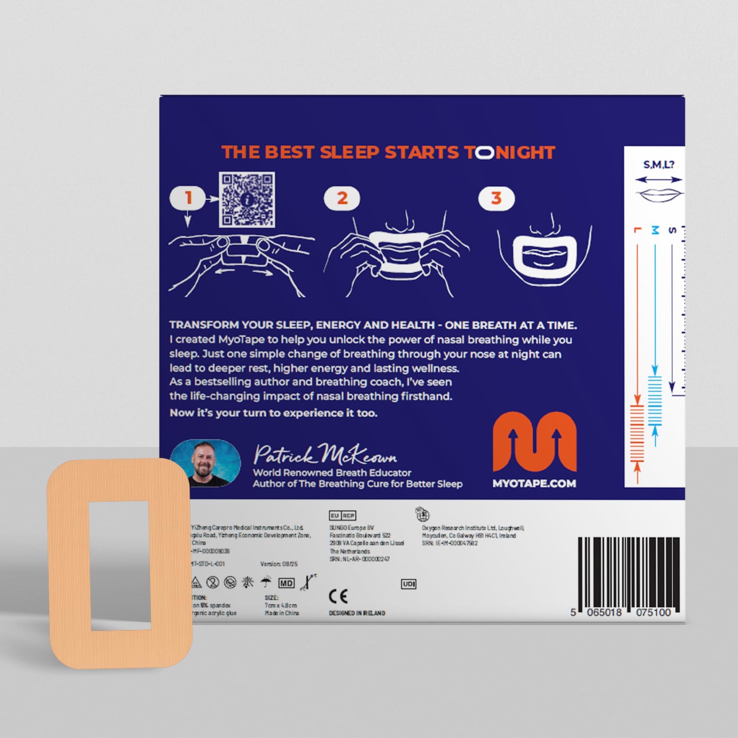 MyoTape - Sleep Tape 30 Nights Supply - Reduce Snoring - Improve Your Sleep - Promote Nasal Breathing - Comfortable & Gentle On Skin - Large