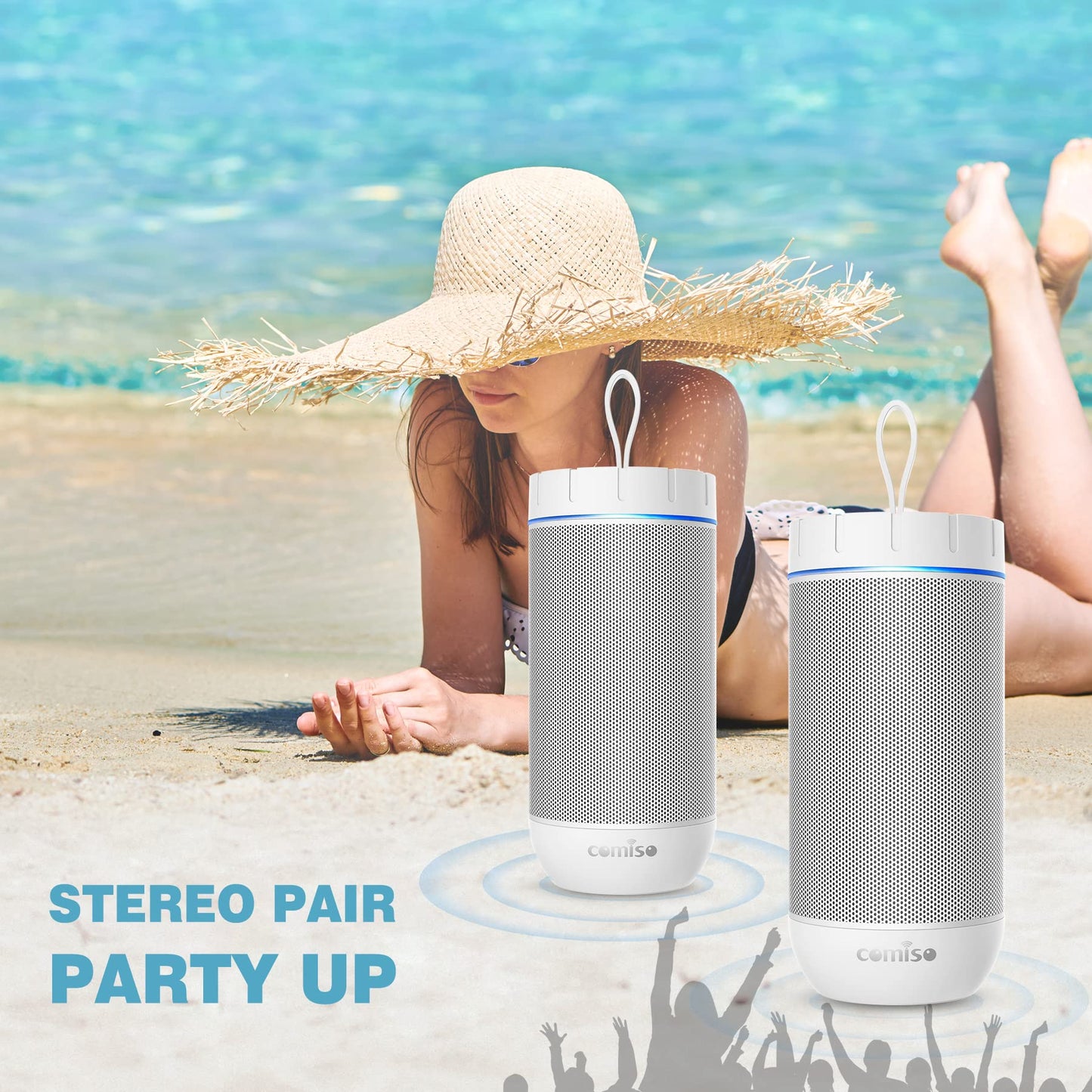 Comiso X26 Bluetooth Speaker, Ipx4 Waterproof Speakers 360 Hd Surround Sound With Punchy Bass, Wireless Dual Pairing, 24H Playti