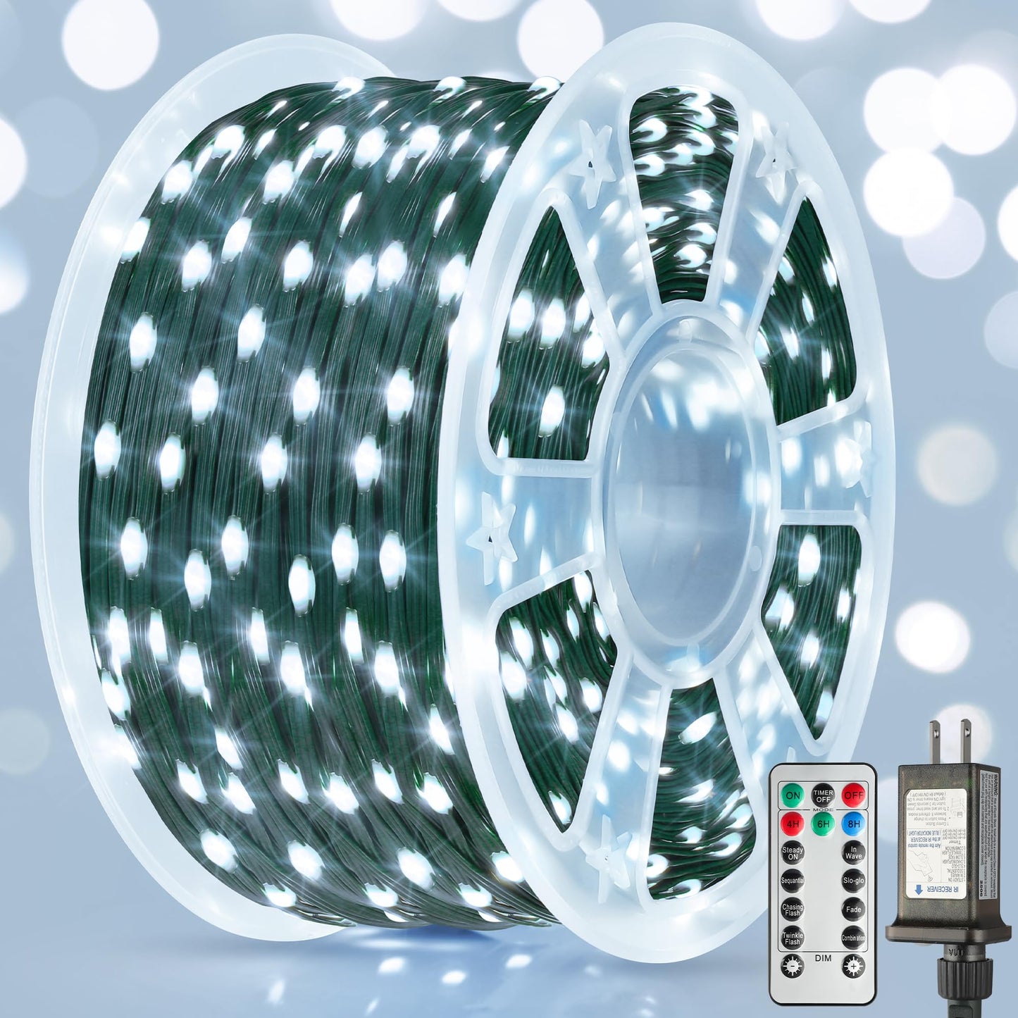 Larkvue 492Ft 1500 Leds String Lights With Remote  Dimmable 8 Modes Timer & Memory Function Fairy Rope Light For Christmas Tree Indoor Decor-Cool White