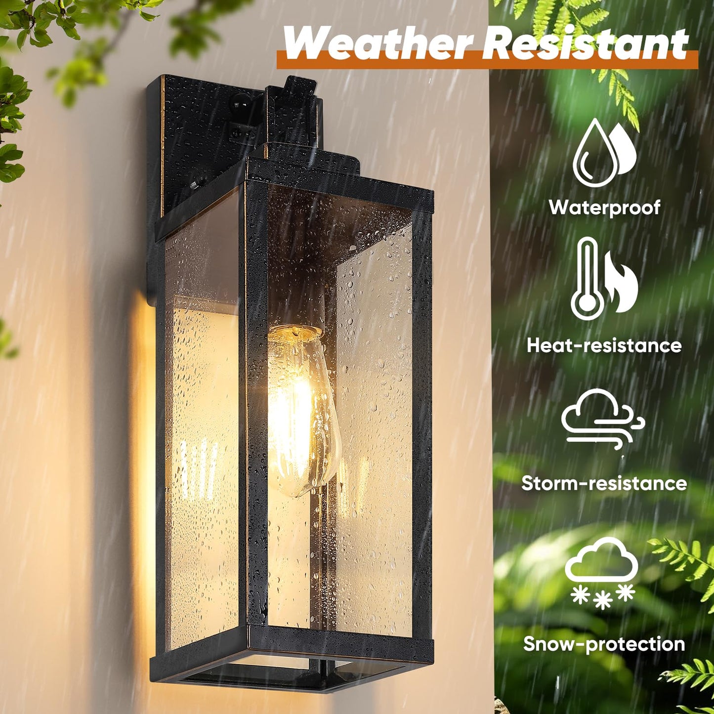 Beslowe 16  Upgraded Motion Sensor Outdoor Wall Lights  Dusk To Dawn Porch Lights Outdoor Wall Sconces  3 Lighting Modes Exterior Lighting Fixtures With Hooks  Bronze Outside Lights For House  2-Pack