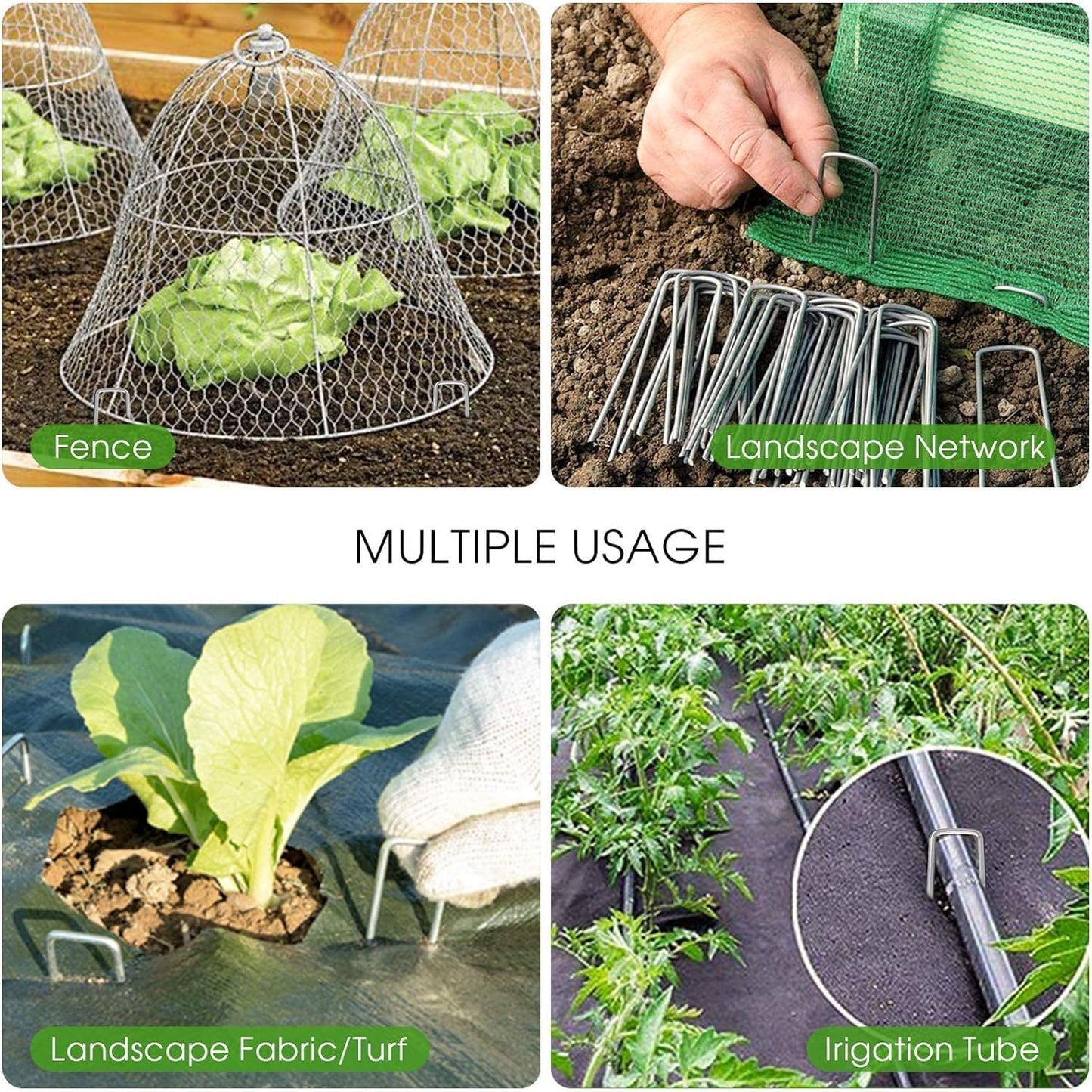 6 Inch Galvanized Garden Landscape Staples Stakes 25 50 100 PCS Anti-Rust Garden Staples U-Shaped Landscape Pins for Secure Lawn Fabric (100, 6 Inch)