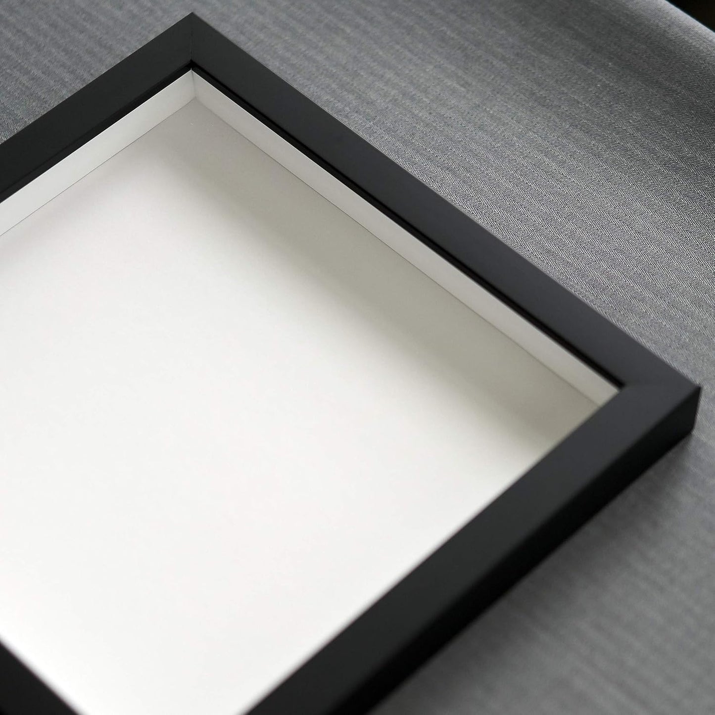 12.5x22 Shadow Box Black Solid Wood Display Frame with White Acid-Free Backing UV Acrylic & Hanging Hardware - with 3/4" Usable Depth
