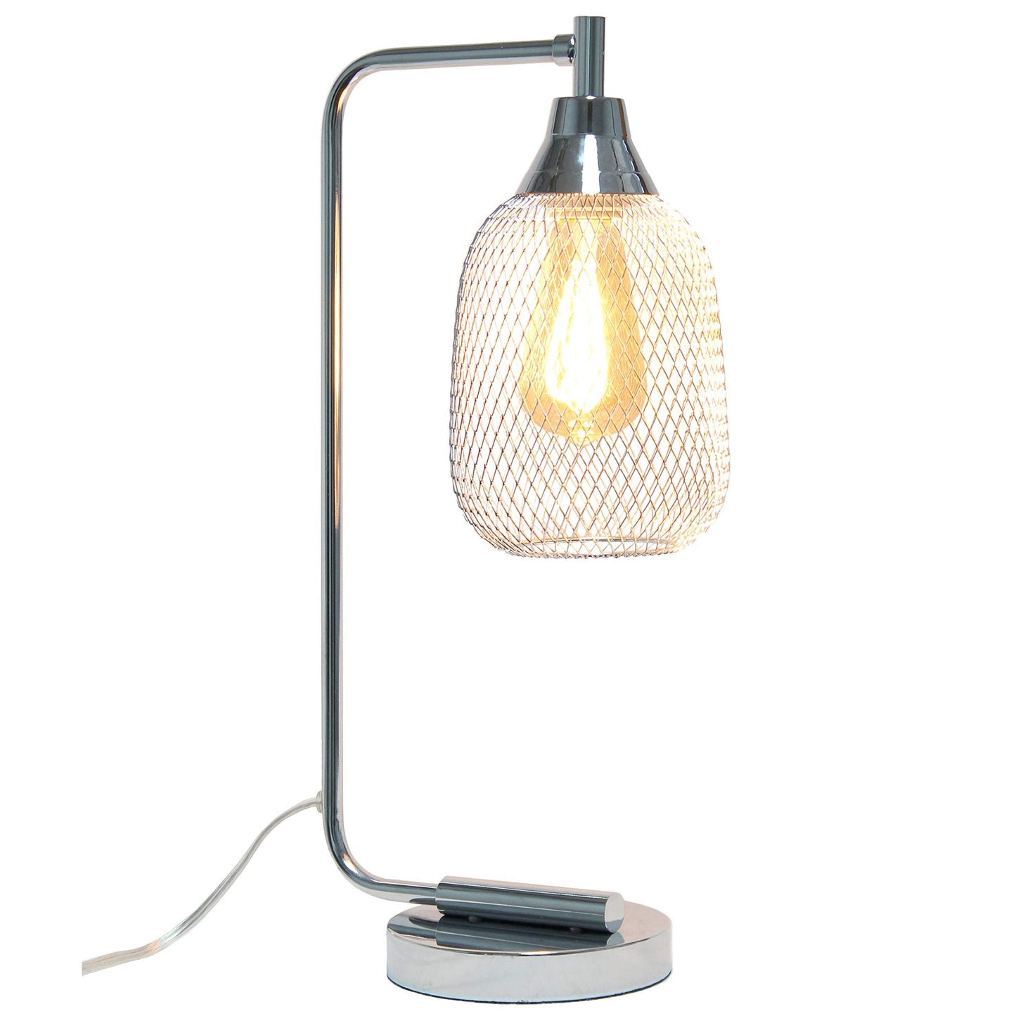 Simple Designs LD1060-CHR Table Lamp, Mesh Wire, Iron, Chrome, No Bulb