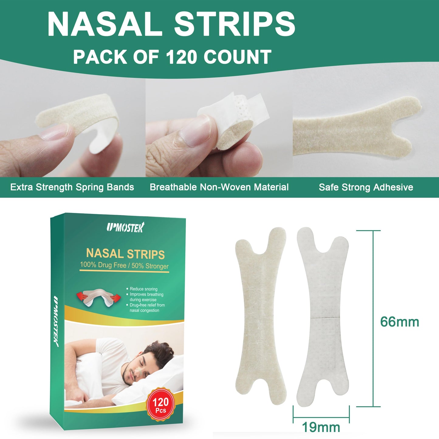 Nasal Strips for Snoring, 120 Count Extra Strength Nose Strips for Breathing, Sleep Snore Strips for Men Women, Relieve Nasal Congestion Due to Colds & Allergies, Anti Snoring - Tan